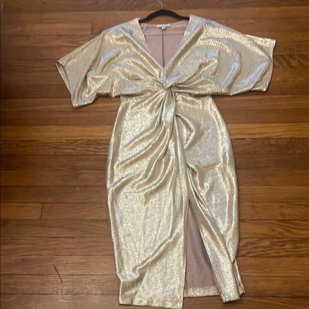 Glamorous Metallic Dress with Knot Accent